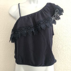 Charlotte Russe navy blue one shoulder top
